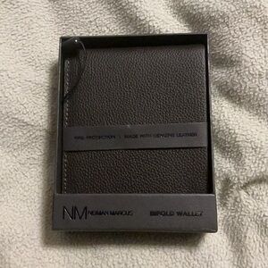 Neiman Marcus Black Leather Bifold Wallet